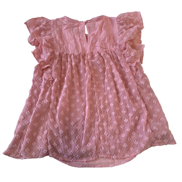 Umgee USA Sheer Boho Blouse Women's Medium Pink Flutter Sleeve Lined Floral NWT - Picture 10 of 11